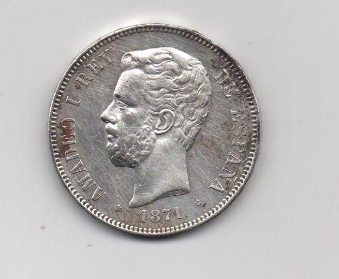 AMADEO I DEL AÑO 1871* 74 DE 5 PESETAS